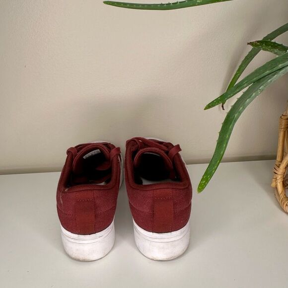 Adidas Burgundy White Canvas Sneakers Unisex Low-Top Trainers 3-Stripe Style 8.5 - Picture 6 of 10